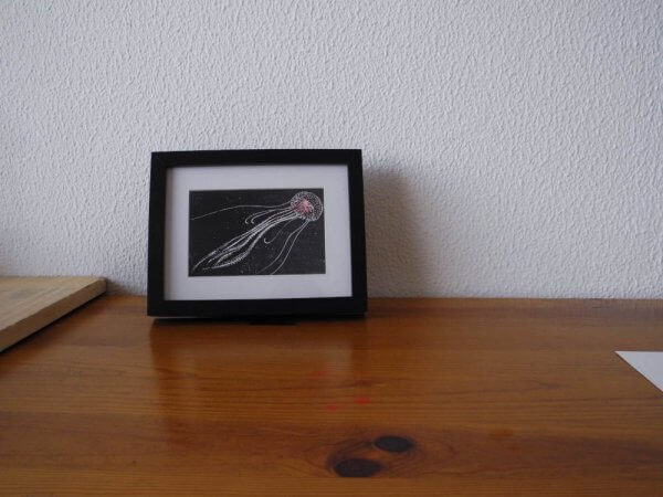 framed art piece of a printed Jellyfish